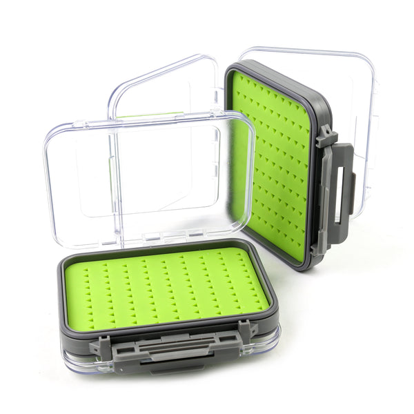 Waterproof Double-Sided Fly Box, Silicone Insert, Clear Lid,  Large/Medium/Small