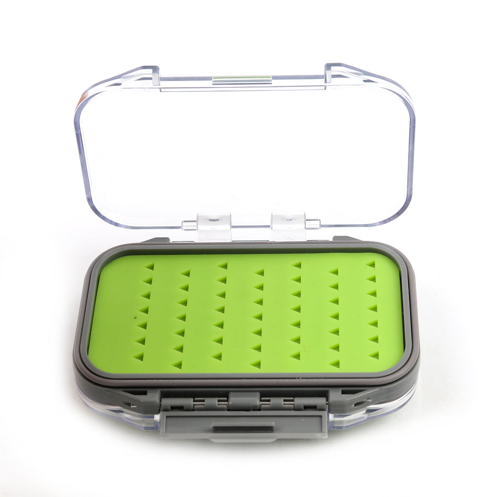 Kingfisher - Green Silicone Inserts Double-sided Clear lid Waterproof Fly  Fishing Boxes