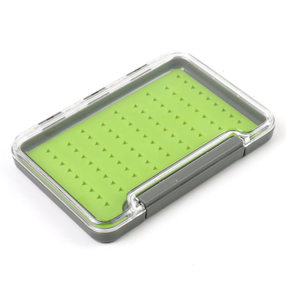 Small Silicone Slimline Waterproof Clear Lid Fly Box – Green