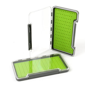 Large Silicone Slimline Waterproof Clear Lid Fly Box – Green