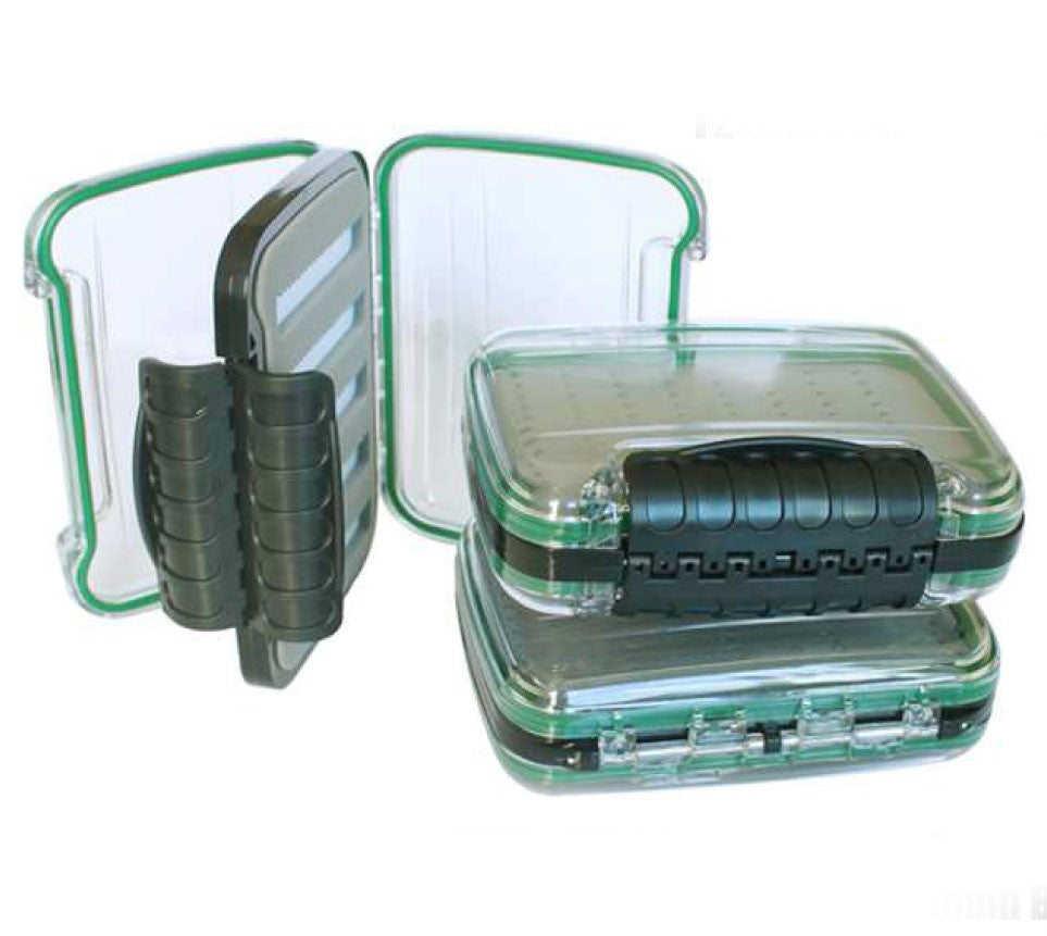 SMALL DOUBLE SIDED CLEAR LID WATERPROOF FLY BOX - 5" X 4" X 1.65"